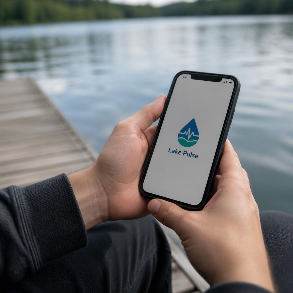The Lake Pulse mobile app showing a lake snapshot on a phone screen